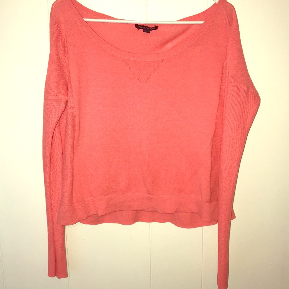 AEO salmon/pink crop sweater!